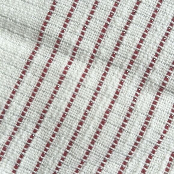 City Chic Christmas Table Runner Cream Red Stripe Silver Sparkle Thread 16 x 90 - Picture 3 of 4